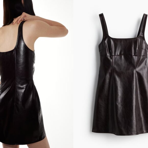 H&M – Short Dress Polyurethane  – Dark Burgundy –  Size XS - Picture 1 of 6